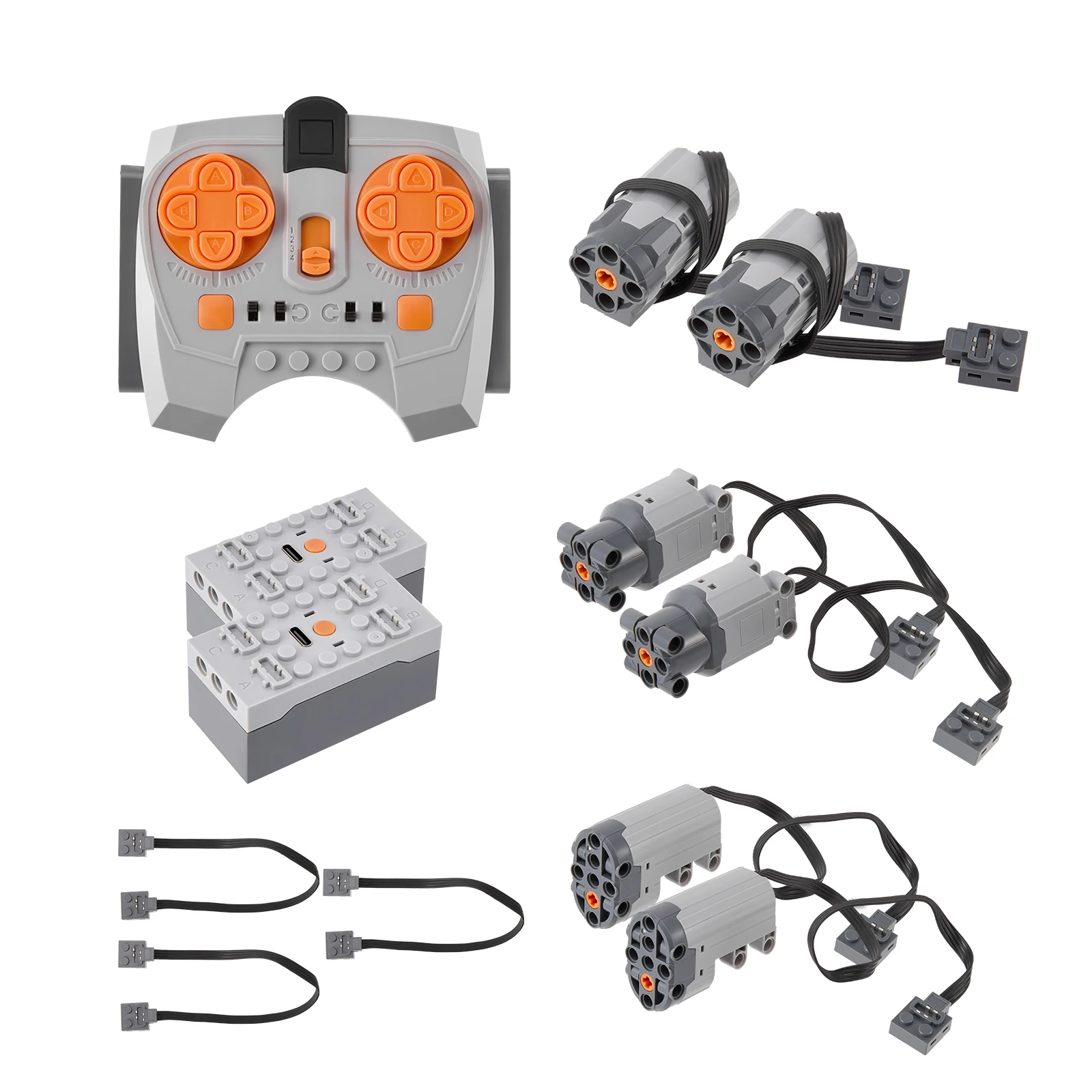 Kit Motori per Funzioni Tecnico, 7/12 Pezzi Servomotori, Scatola Batteria al Litio, Ricevitore Telecomando 2.4G per Legoeds