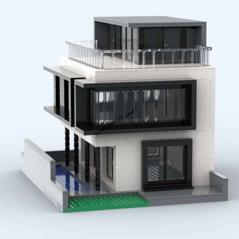 Moc Modular Modern House Model Blocks, edifício da cidade, Street View, DIY Idéias criativas, brinquedos infantis, aniversário, presente de Natal, novo, quente