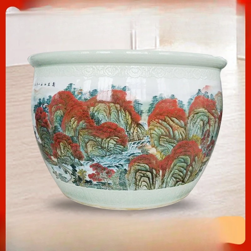 Jingdezhen ceramic large jar, hand-painted household goldfish tank