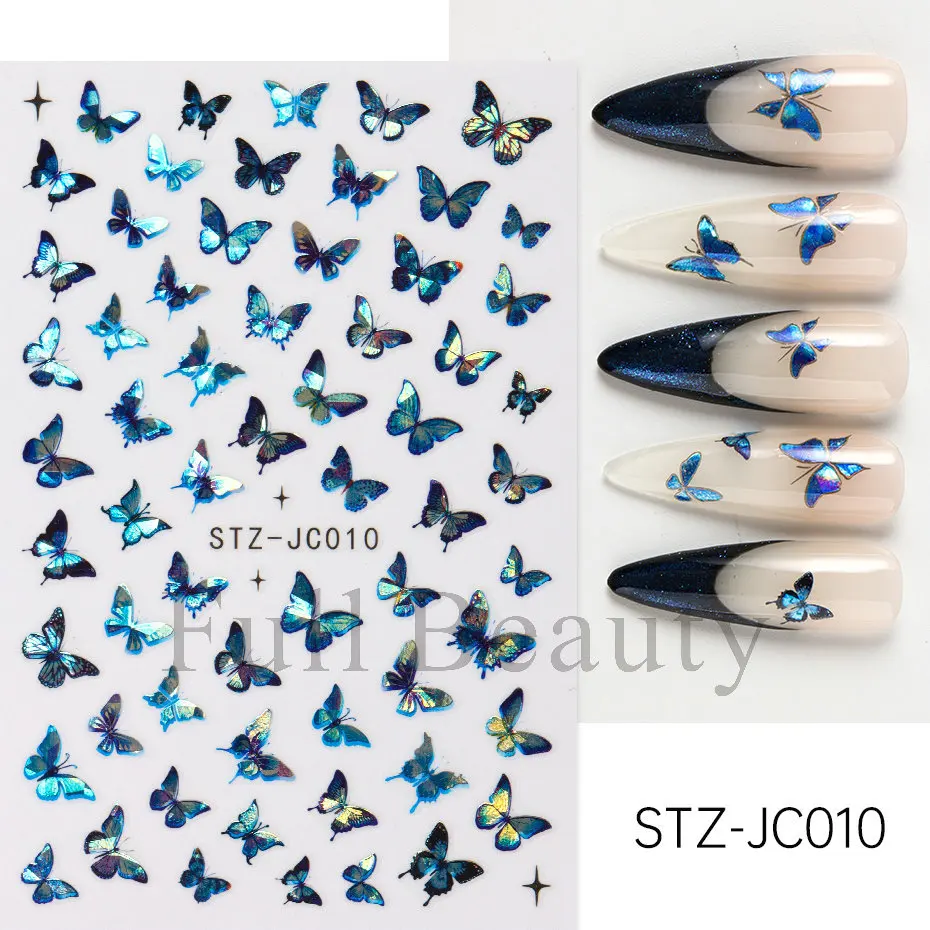 3D Bronzing Glitter Floral Nail Sticker Water Decal Nail Sticker Press on Golden Petals White Daisy Decal Stickers Nail Decorati