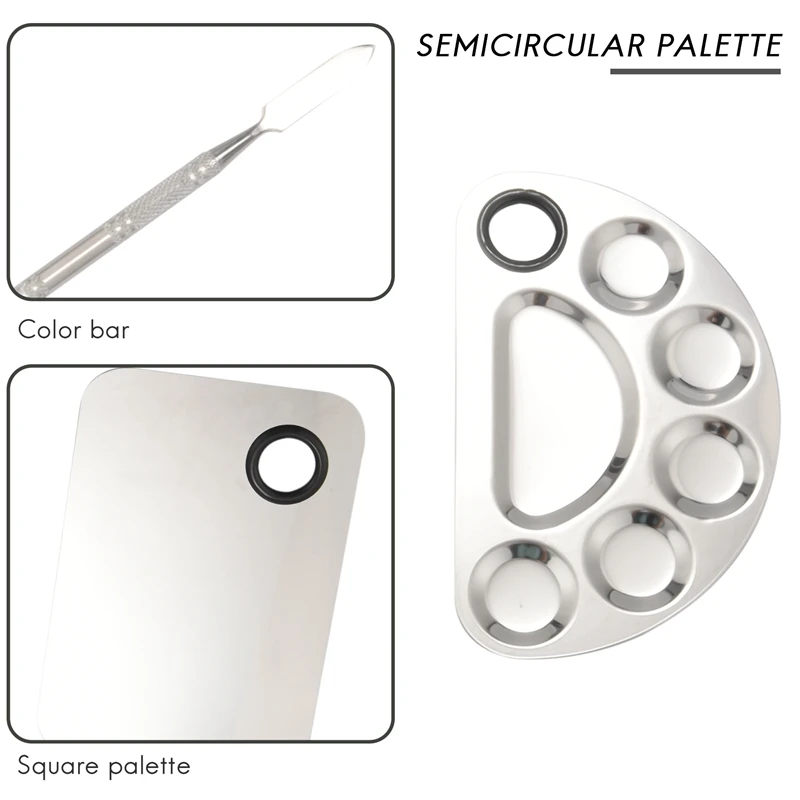 Makeup Mixing Palette Stainless Steel Cosmetic Palette Professional Nail-Art Palette With Spatula Tool