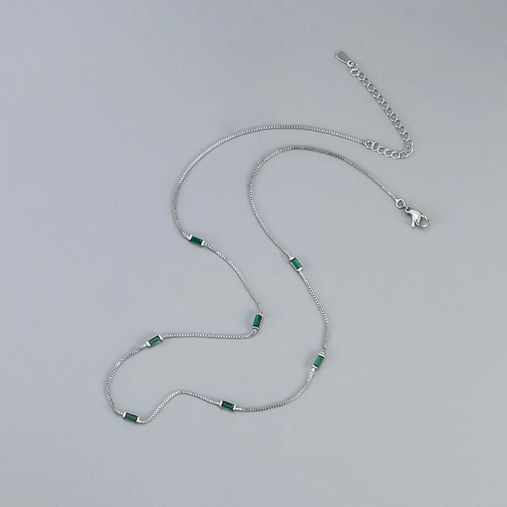 

Стильная и простая тонкая цепочка, ожерелье из изумрудного циркона, легкая роскошная цепочка на ключицу, женская цепочка на шею.