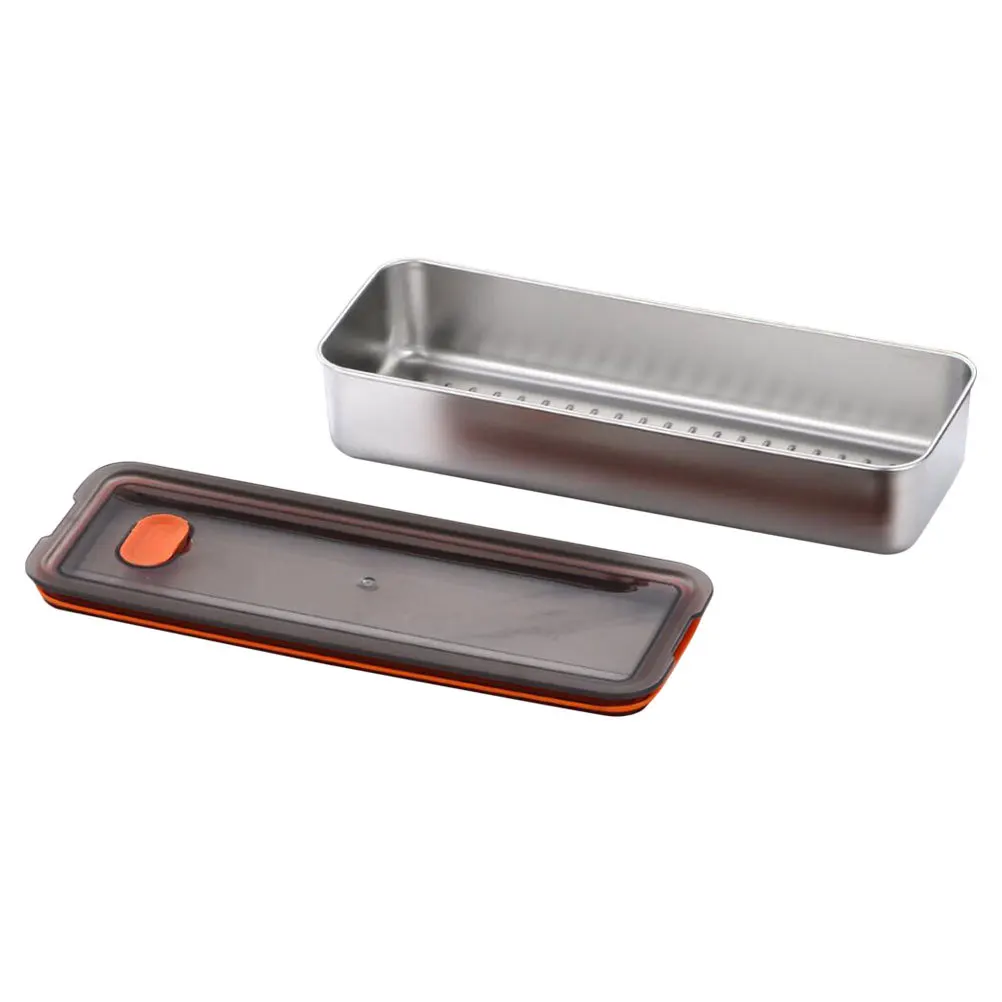 

Bacon Keeper For Fridge Stainless Steel Airtight Food Storage Container Plastic Lid Refrigerator Meat Cheese Lunch