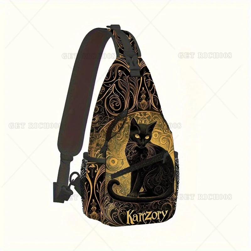 

Women's Fashion Crossbody Bag, Egyptian Pharaoh Black Cat Print, Polyester, Machine Washable, Zip Closure, Lightweight