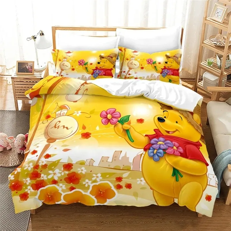 Winnie the pooh Fashion Bedding Set 3D Printing Home Decoration Pillowcase Cute Bear Quilt Cover Gift To Family and Friends