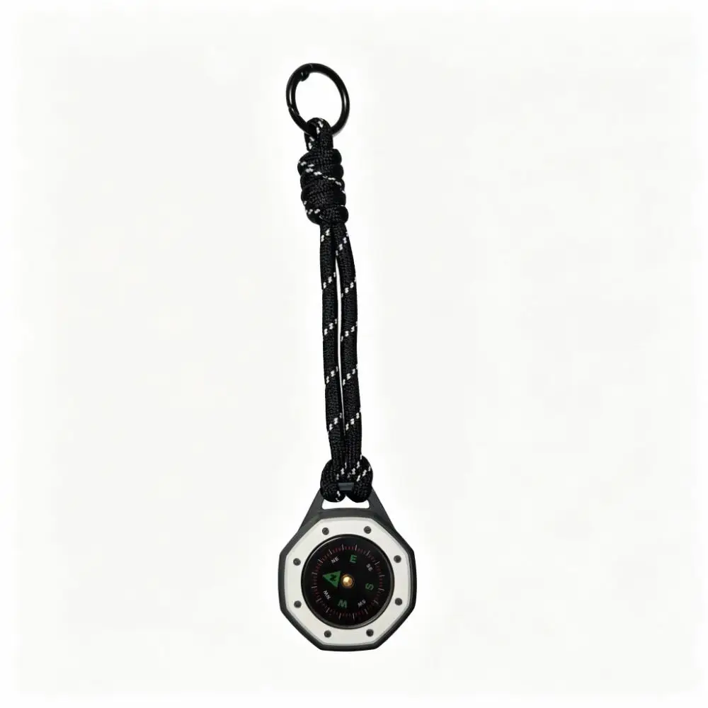 Portable Mini Durable Metal Frame Octagonal Compass With Paracord Lanyard For Outdoor Camping Hiking Survival Navigation Gear