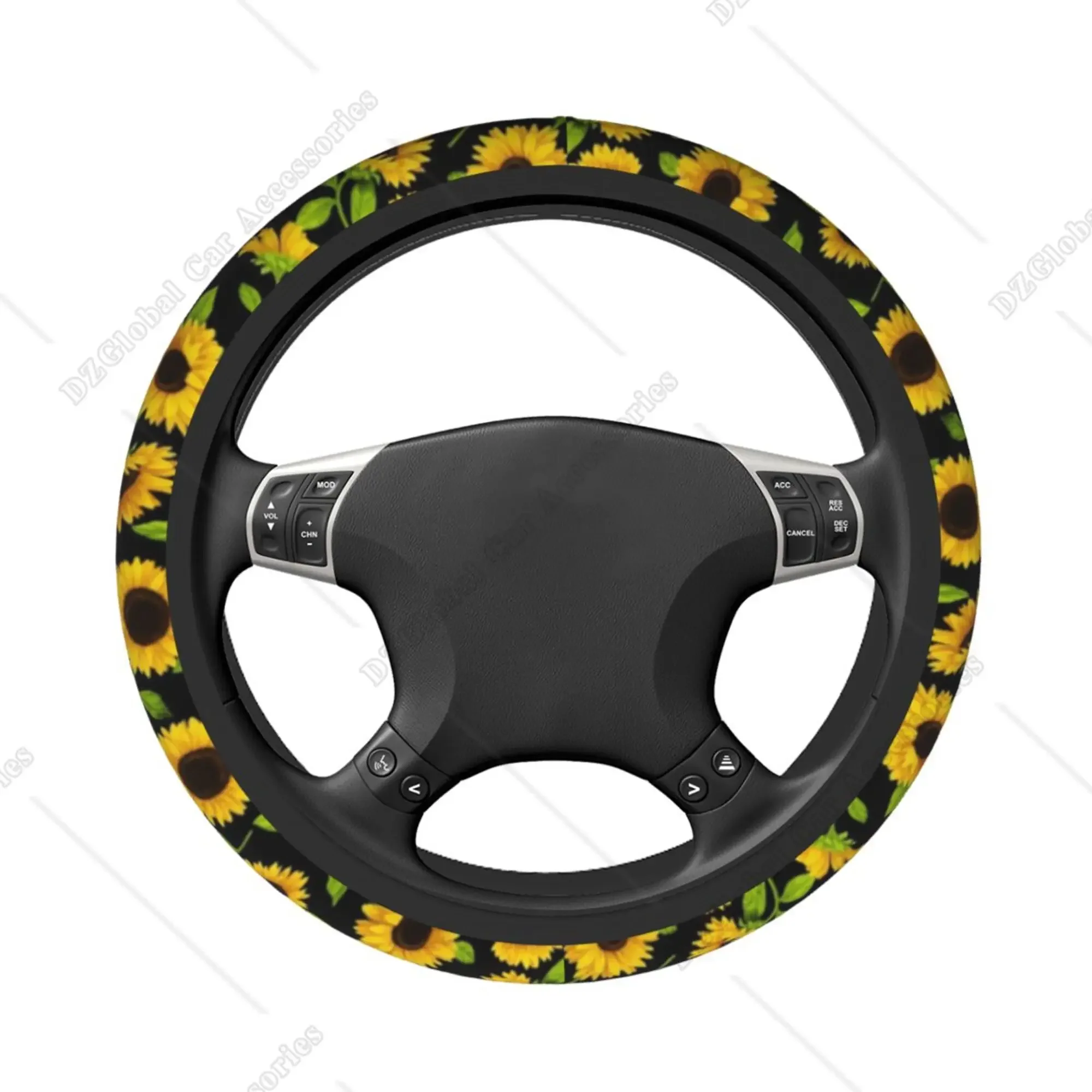 Coprivolante girasole per donna ragazza nero floreale antiscivolo in Neoprene accessori per auto custodia protettiva universale