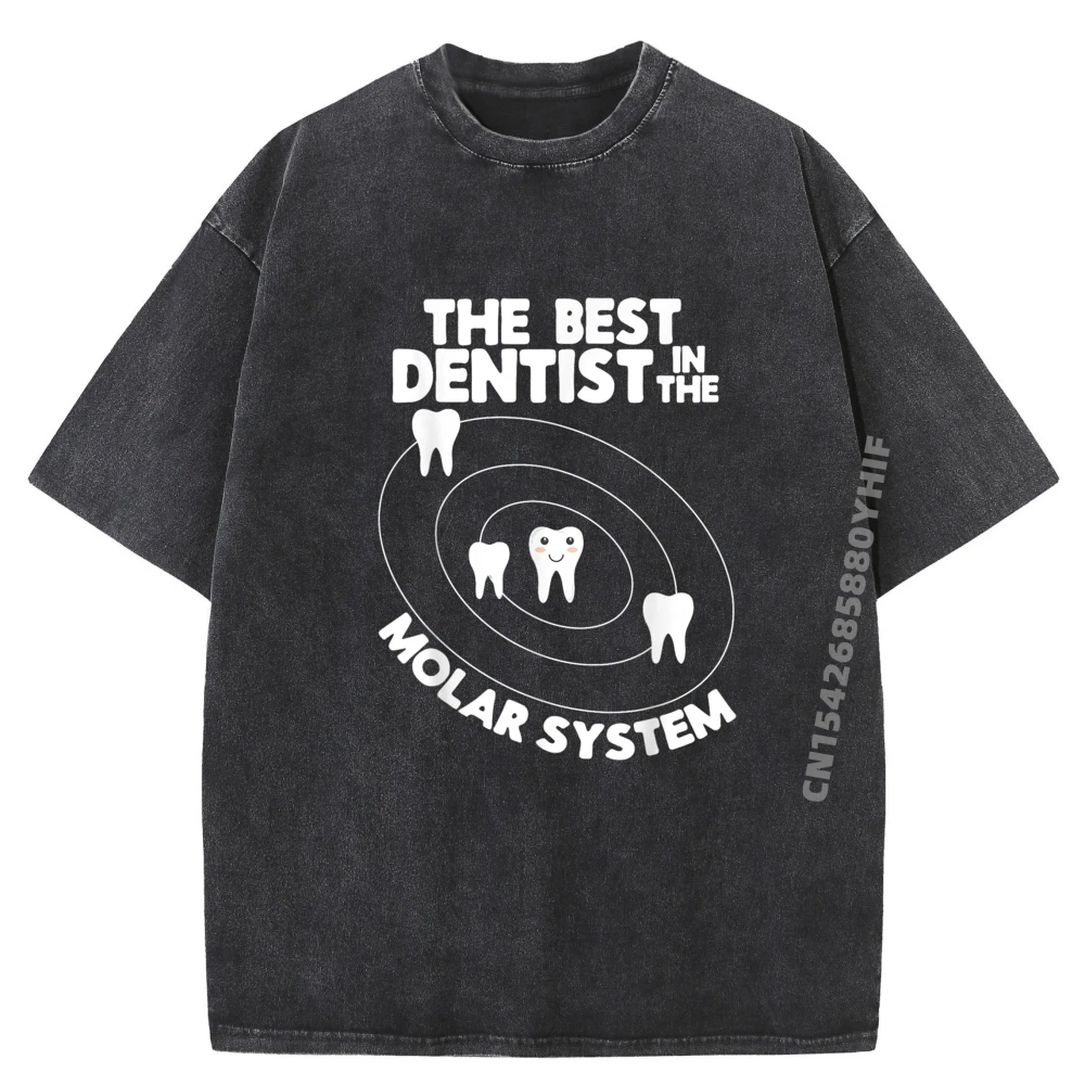 

Best Dentist In The Molar Oversized T-shirts Men Autumn Printed On Tees Loose Luxury Designer Retro Washed T-shirts Male