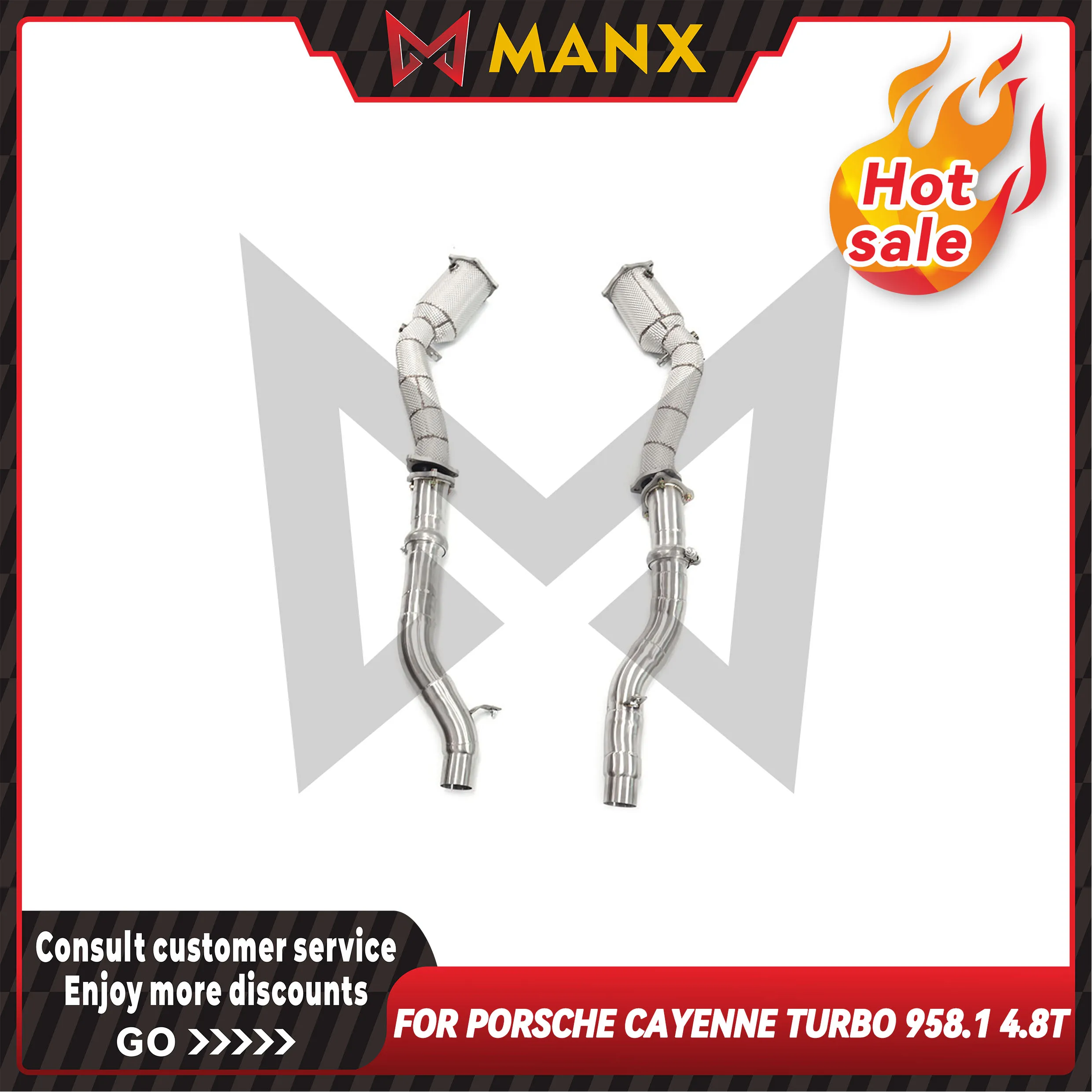 

MANX Car Exhaust System Downpipe For Porsche Cayenne Turbo 958.1 4.8T Resonant Tube Stainless Steels Exhaust Pipe