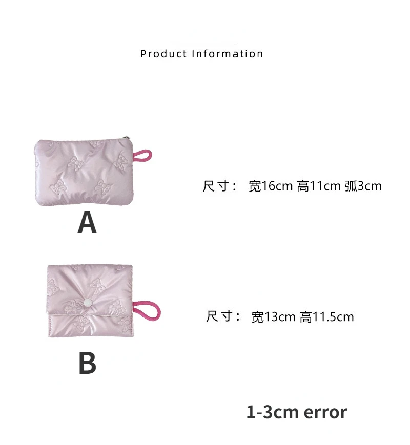 Sweet Bow Women\'s Zipper Coin Purse Handbags Female Small Cosmetic Storage Bags Portable Makeup Case Girls Lipstick Mini Pouch