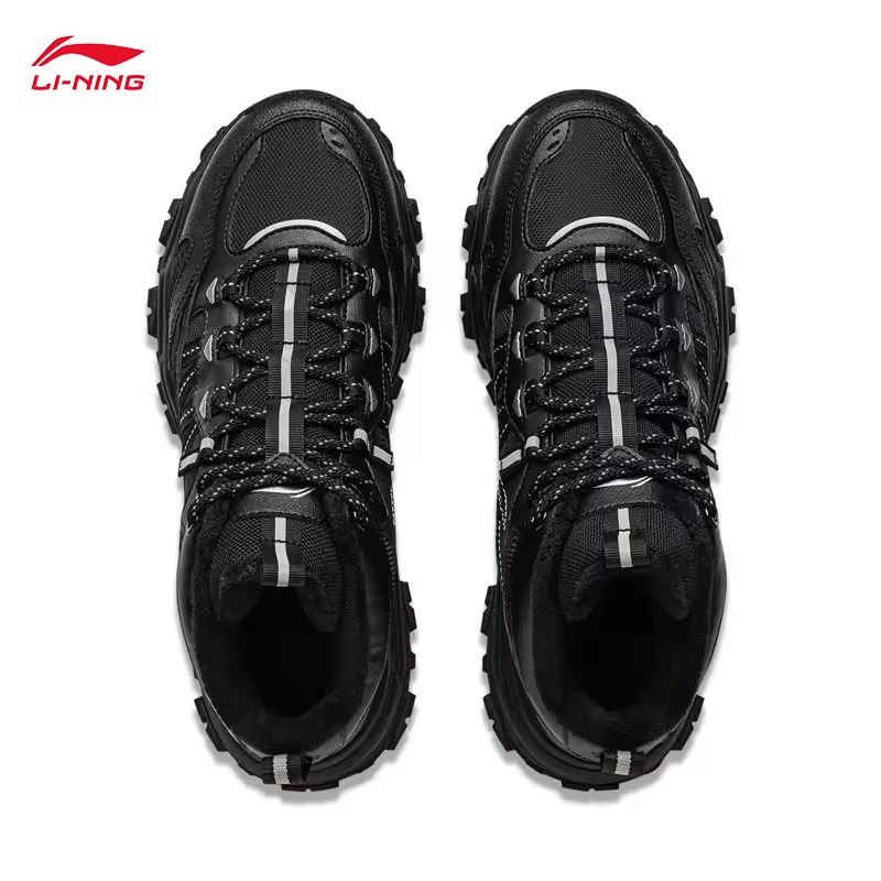 

LI-NING Men SUMMIT WNTR HIGH Lifestyle Shoes Fleece Winter Warm Wearable Comfortable Walking Leisure Sneakers AGLV169