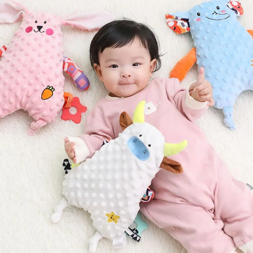 Kawaii Lion Rabbit Baby Comforter Soft Cute Animal Placate Squeaky Interactive Animal Stuffed Newborn Sleeping