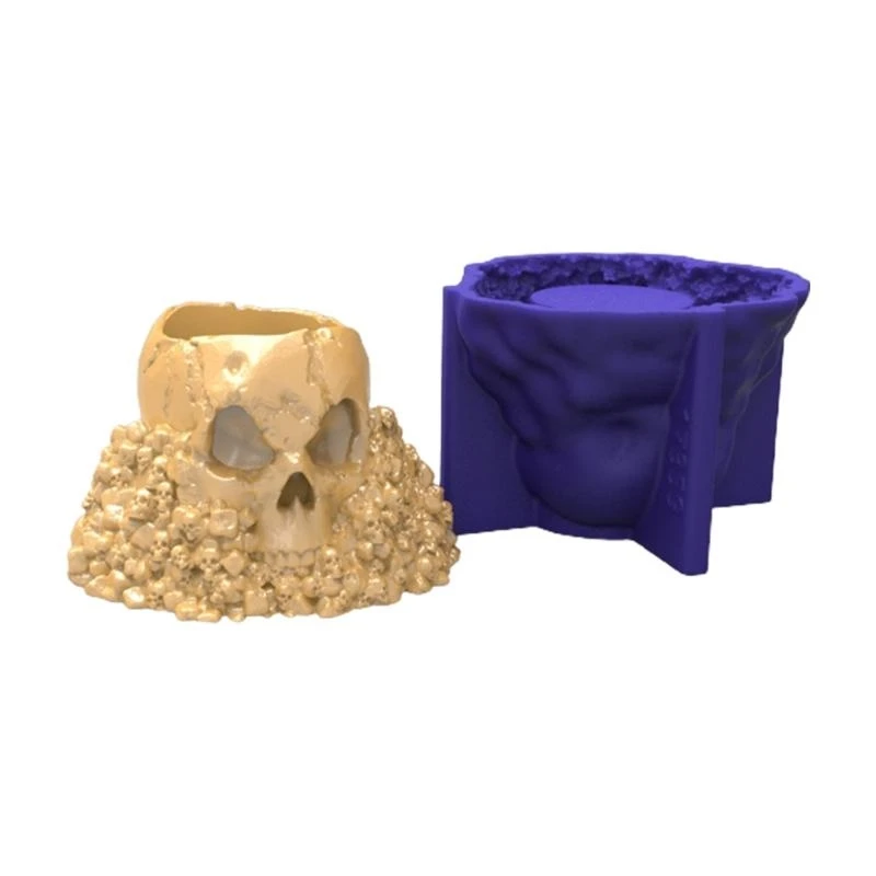 

652F 3D Skull Pen Holder Flower Pot Silicone Molds Epoxy Resin Mold DIY Crafts Plaster Mold Dried Flower Resin Decor