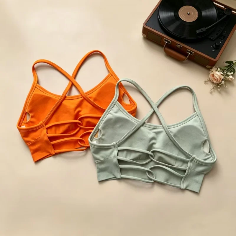 Yoga Sports Beautiful Back Bra, Thin Strap Cross Back, Highelastic Breathable Bra, Women Shock‑Absorbing Pilates Training 4