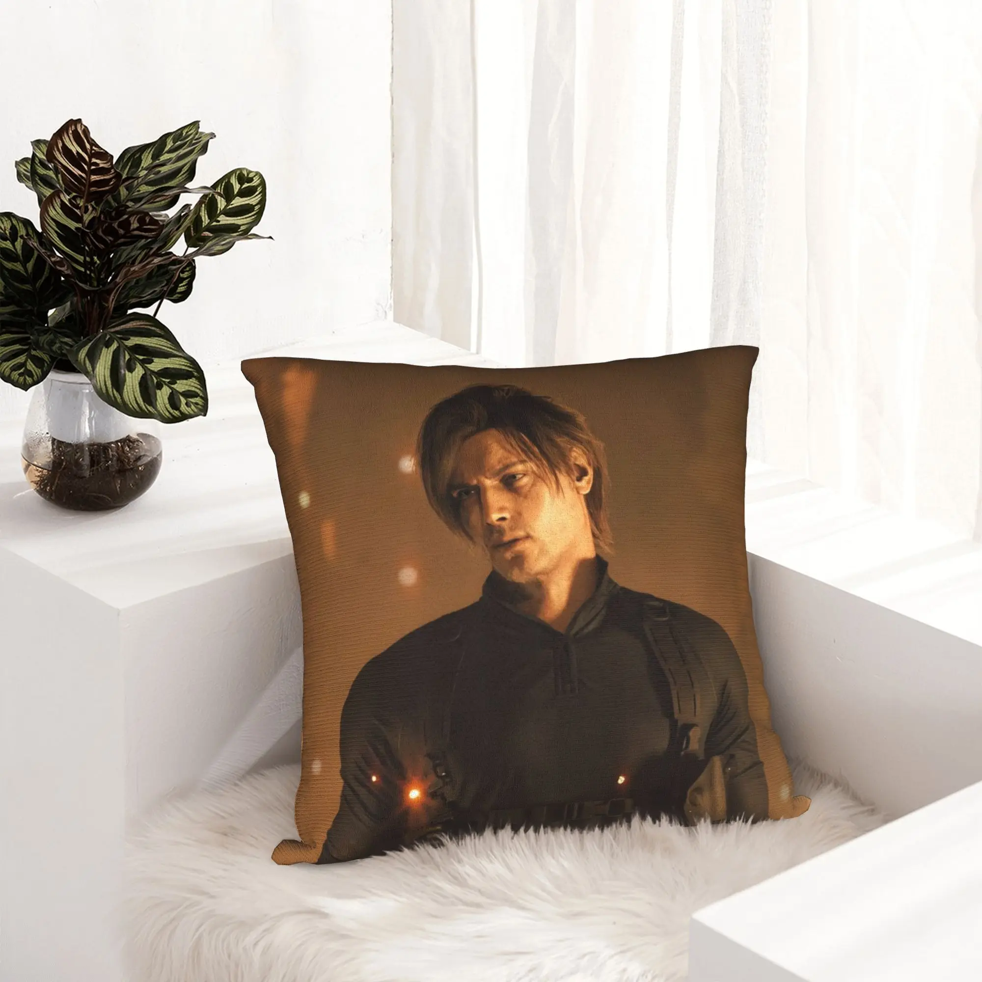 Cartoon Leon Kennedy Pillowcase Printing Polyester Cushion Cover Decorations  Throw Pillow Case Cover Home Zippered 40X40cm