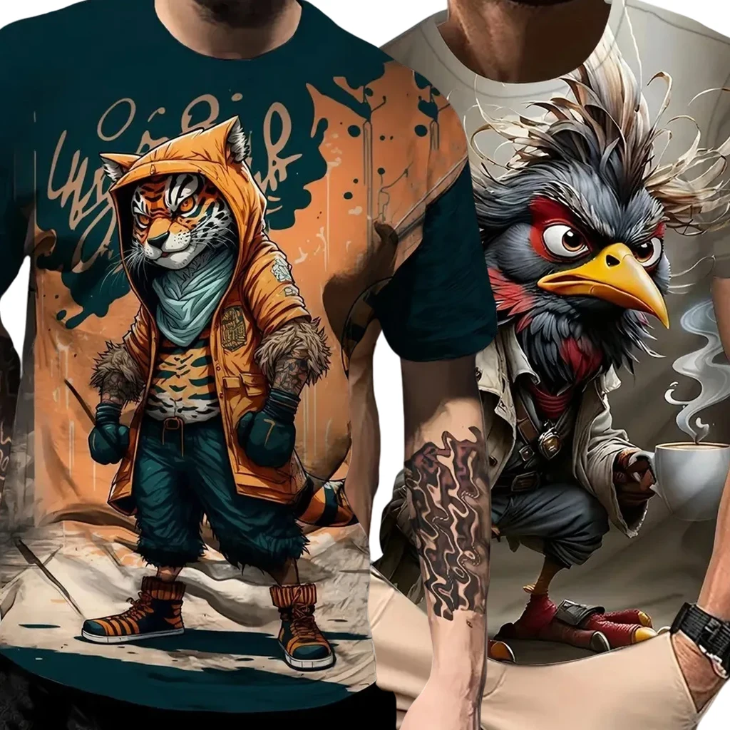 

Men's Fast Drying Breathable Sports Running and Fitness Training Top New Children's Fashion Cartoon Printed Round Neck T-shirt