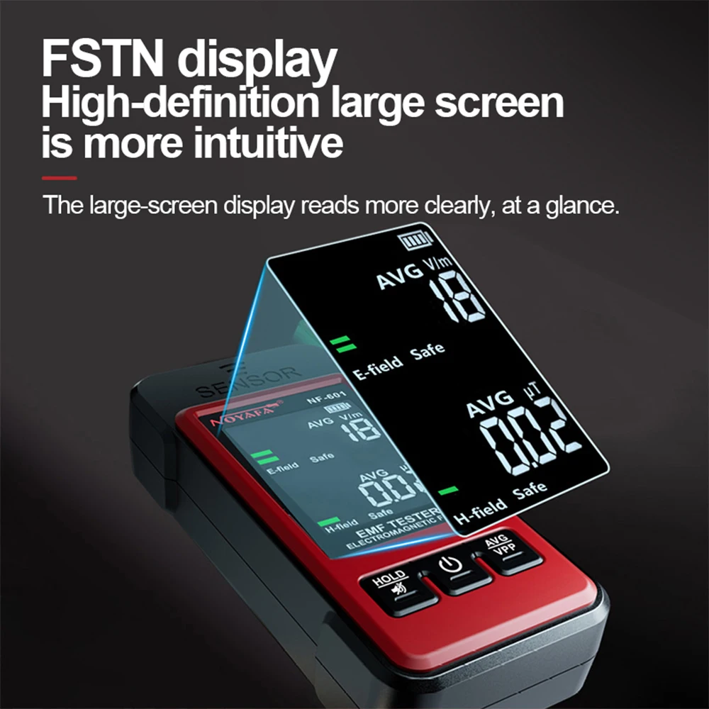 NOYAFA NF-601 Radiation Detector Geiger Counter Meter Electromagnetic Radiation Tester Dosimeter with Sound and Light Alarm