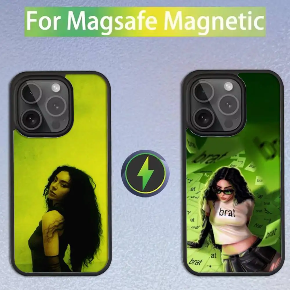

C-Charli XCX Brat Cool For iPhone 11,12,13,14,15,16,17,Pro,Max,Plus,Mini,SE4,E Phone Case Magnetic For Magsafe Wireless