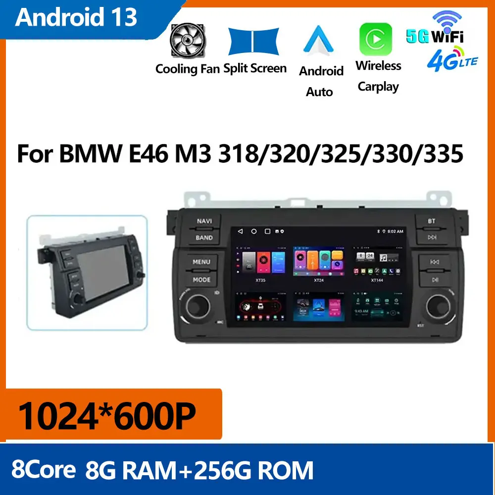 

Wireless Carplay Android 14 Auto Car Radio For BMW E46 M3 318/320/325/330/335 Multimedia GPS Video Player stereo Screen Box rds