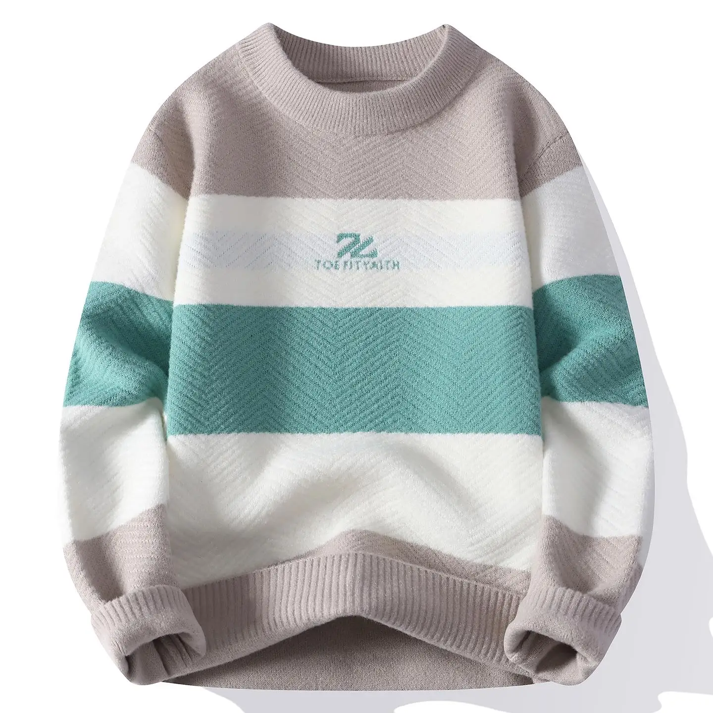 

Autumn Winter Thiened Warm round Ne Men's Knitted Sweater Base Layer irt Casual Sle Nylon Fabric Long Sve Knitwear