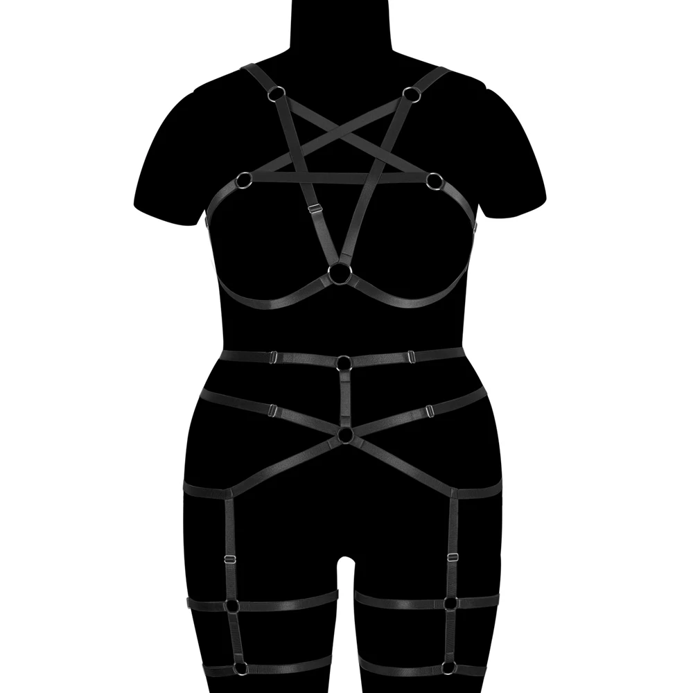 Pentagram Body Bondage Harness For Plump Women Fetish Accessory Plus Size Lingerie Punk Cosplay Sexy Garter Harajuku Costume