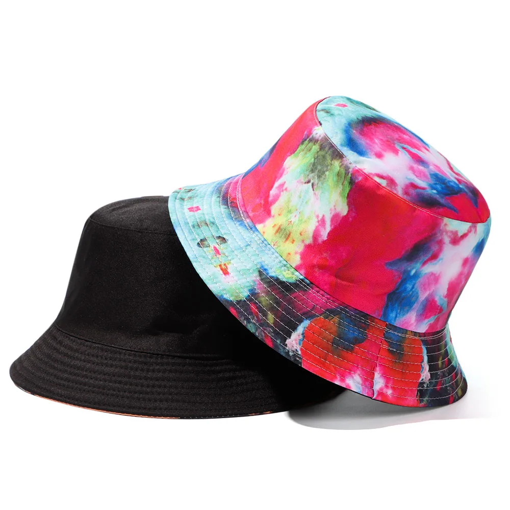 Adult Bucket Hat Fisherman Hat Reversible Fishing Hat Colourful Graffiti Bob Caps Hip Hop Creative Tie Dye Gorros Men Women