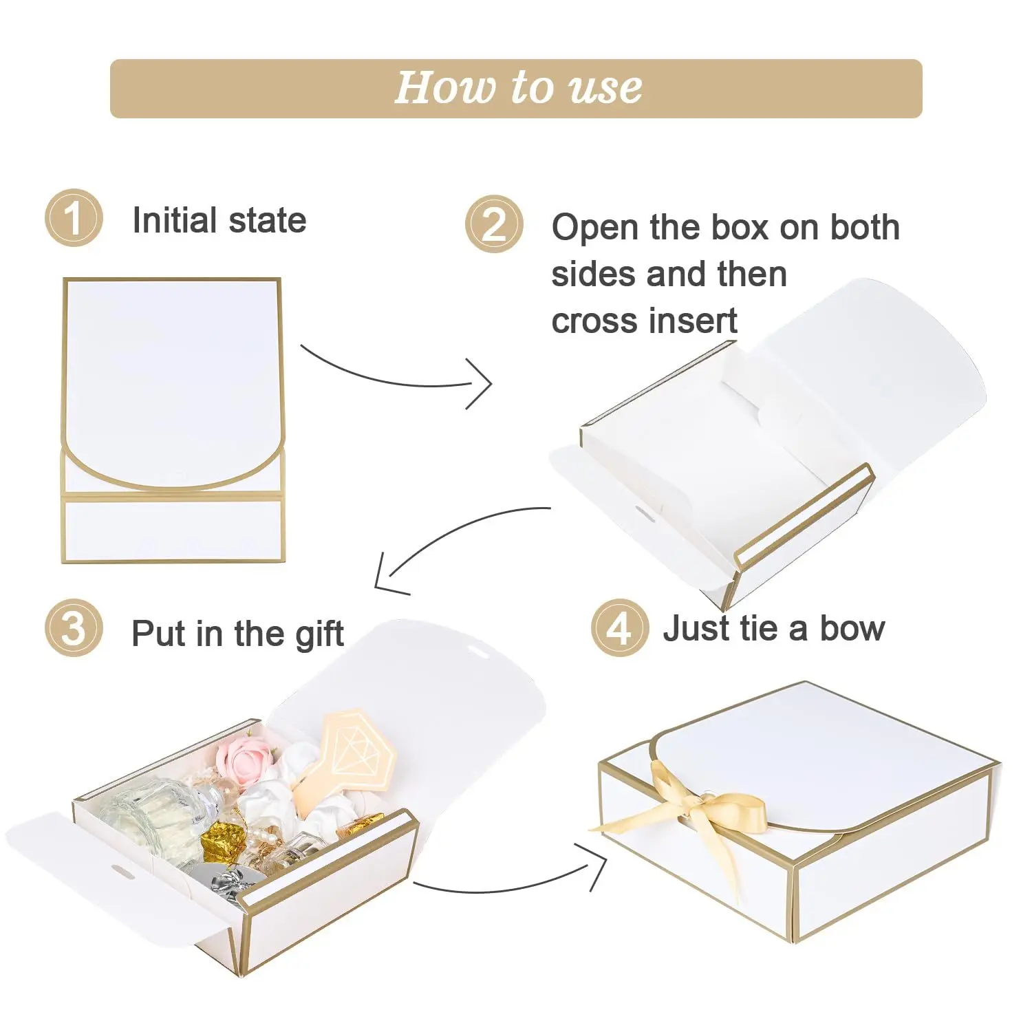 5 Sets elegante weiße Geschenkboxen, ideal für Hochzeiten, Brautjungfern-Geschenke, Einweihungsfeiern, Geburtstage, besondere Anlässe, Geschenkverpackungen – Detail 6