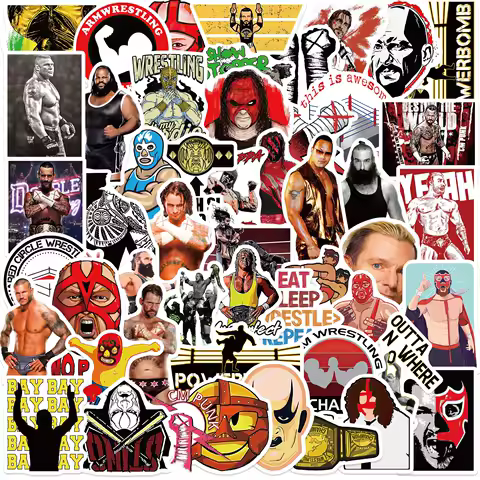 50PCS Wrestling Graffiti Stickers Fight Cartoon Stickers Funny Fighting Decals Luggage Laptop Guitar Car Bike Skateboard