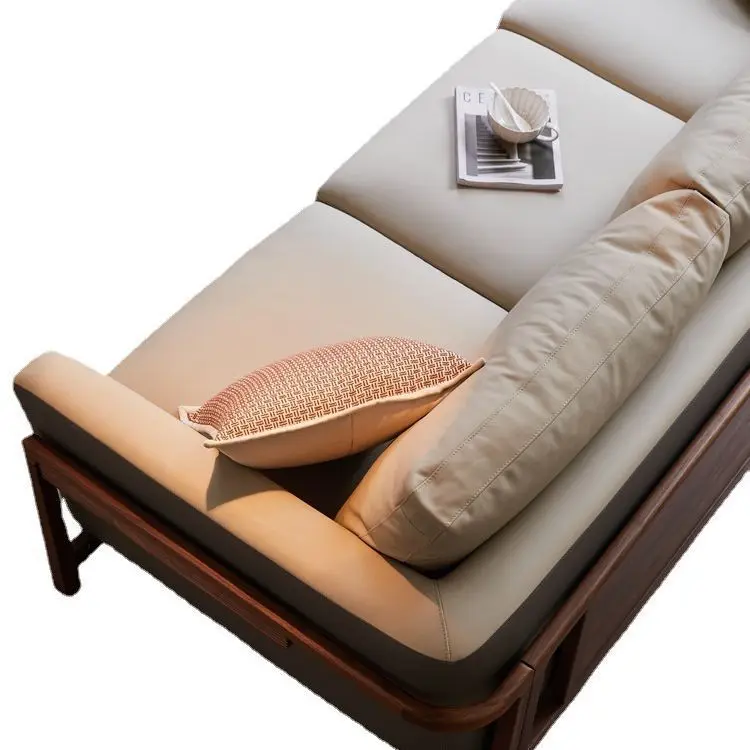 

Nordic black walnut all solid wood double sofa