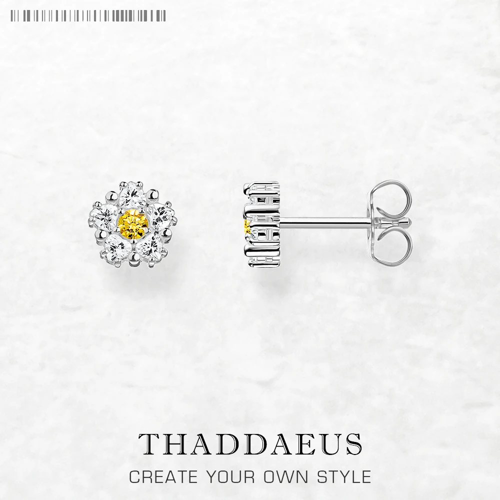 

Studs Earrings Lovely Daisy Flower Europe Style Fine Jewerly For Women Lover Romantic Gift In Pure 925 Sterling Silver