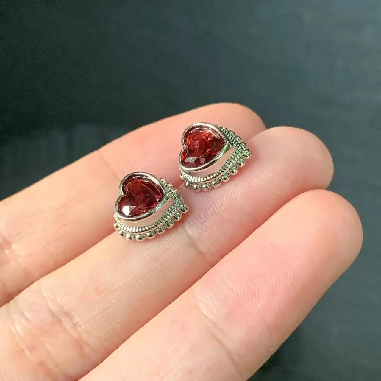 Natural Garnet 925 Sterling Silver Stud Earrings For Women Jewelry Gift Simple  Jewelry Green