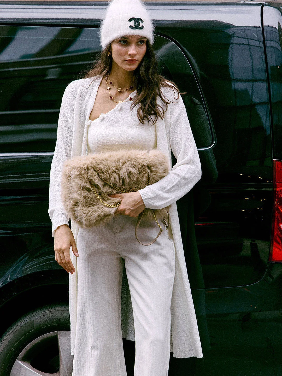 

Женский комплект Luna7xi: Длинный кардиган с открытыми плечами и бретельками, модный комплект для ранней осени, длинное пальто, комплект из двух предметов