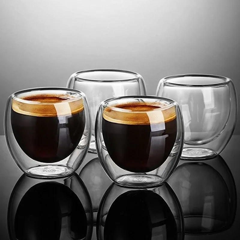 1 pcs Heat-resistant Double Wall Glass Cup Beer Espresso Coffee Cup Set Handmade Beer Mug Tea glass Whiskey Glass Cups Drinkware