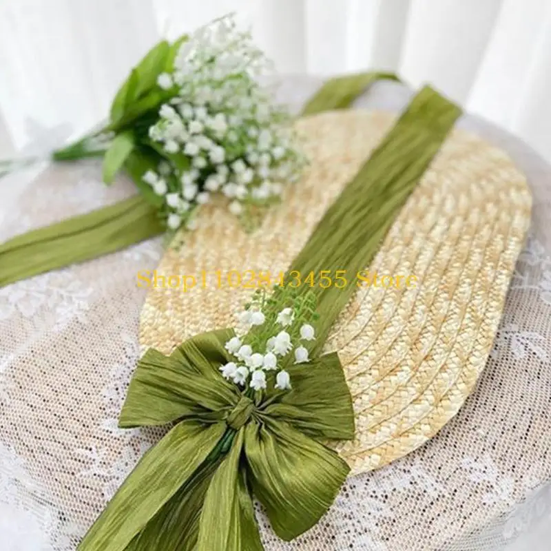 49MC Handmade Women 1800s Victorian Wedding Tea Party Bonnet Lolita Hat Vintage Flowers Beach for Sun Cap Straw Weaving Hats