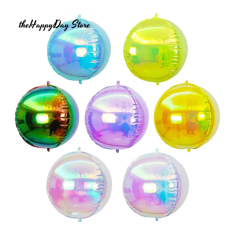 10/5/1 pièces ballons ronds irisés 4D en aluminium 10-50 pouces ballons holographiques en aluminium à hélium Air Globos sirène anniversaire décor de mariage