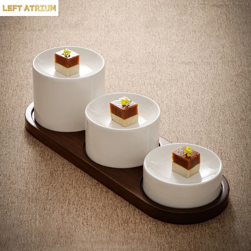 Creative Ceramic Three-dimensional Cylindrical Dessert Bowl French Restaurant Dessert Tasting Dish Molecular Cooking Pastryplate