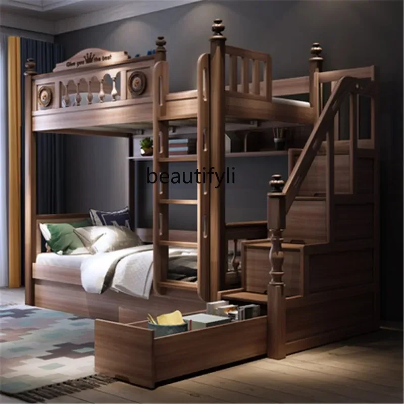 

ss cn8350 ss 8350 All Solid Wood Upper and Lower Bunk Bed Upper and Lower Bunk Two Layers with Bookshelf Upper and Lower Width H