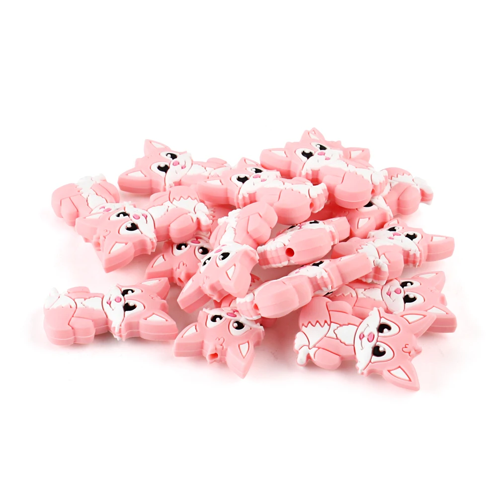 10Pcs Silicone Beads Fox Shape Focal Beads for Jewelry Making DIY Bracelets Beaded Pen Necklaces Food Grade Jewelry Accessorie