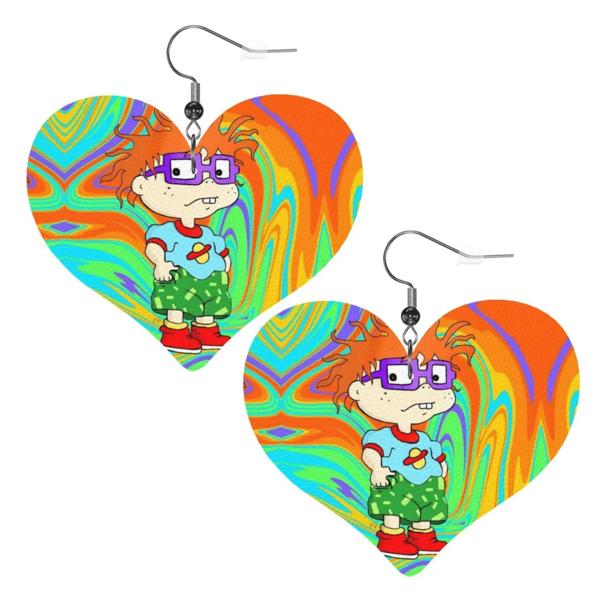 

Custom R-Rugrats Go Wild Leather Teardrop Earrings for Women Leather Earrings Fashion Lightweight for Parties Holidays