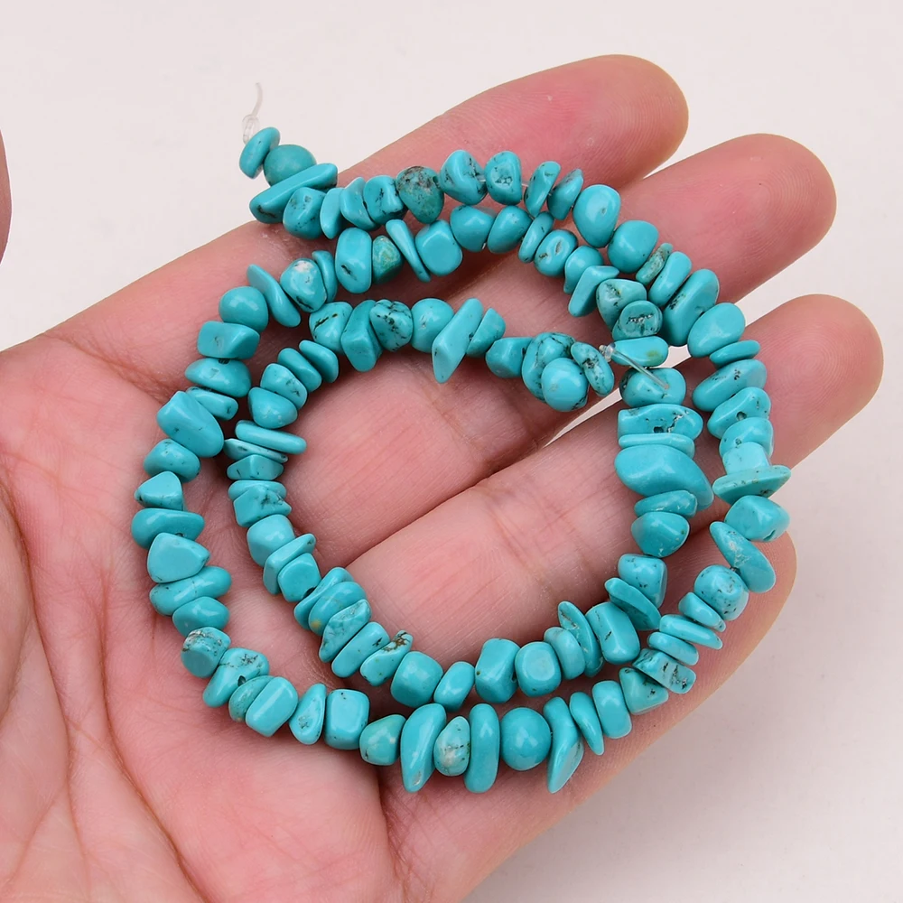 

APDGG 5 Strands Blue Turquoise Stone Freeform Nugget Chips Loose Beads Gems Stone Strand 15.5'' Jewelry Making DIY