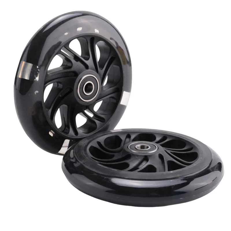 2 Paar 120 mm Kinder-Roller-LED-Leuchten, blinkende Räder mit Lagern vorne/hinten, blinkende LED-Roller-Räder, Schwarz-T34C