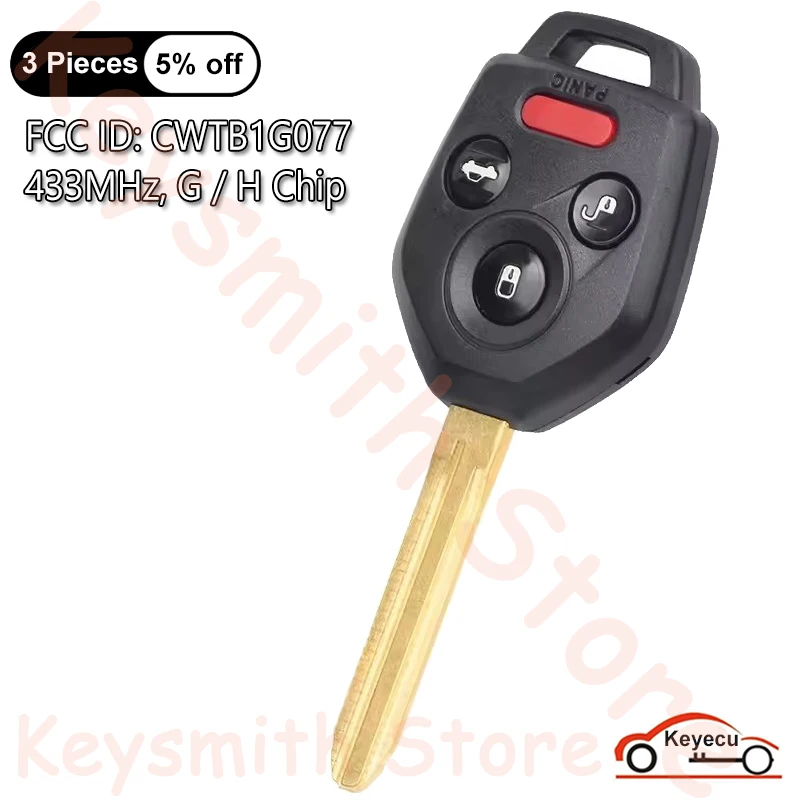 

KEYECU 4 Buttons 433MHz G / H Chip for Subaru Impreza Ascent Crosstrek Forester Outback Legacy Auto Remote Key Fob CWTB1G077