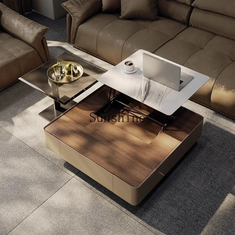 

Household high-end minimalist American atmosphere multi-functional square walnut solid wood coffee table