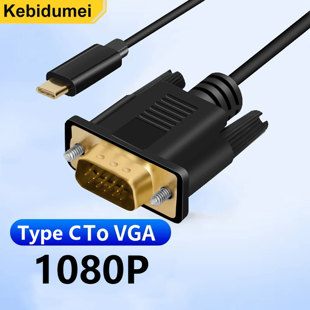 USBC to VGA Cable 1080P USB Type C Adapter HD TV Cable Converter for Phone MacBook VGA Monitor Projector Connecter