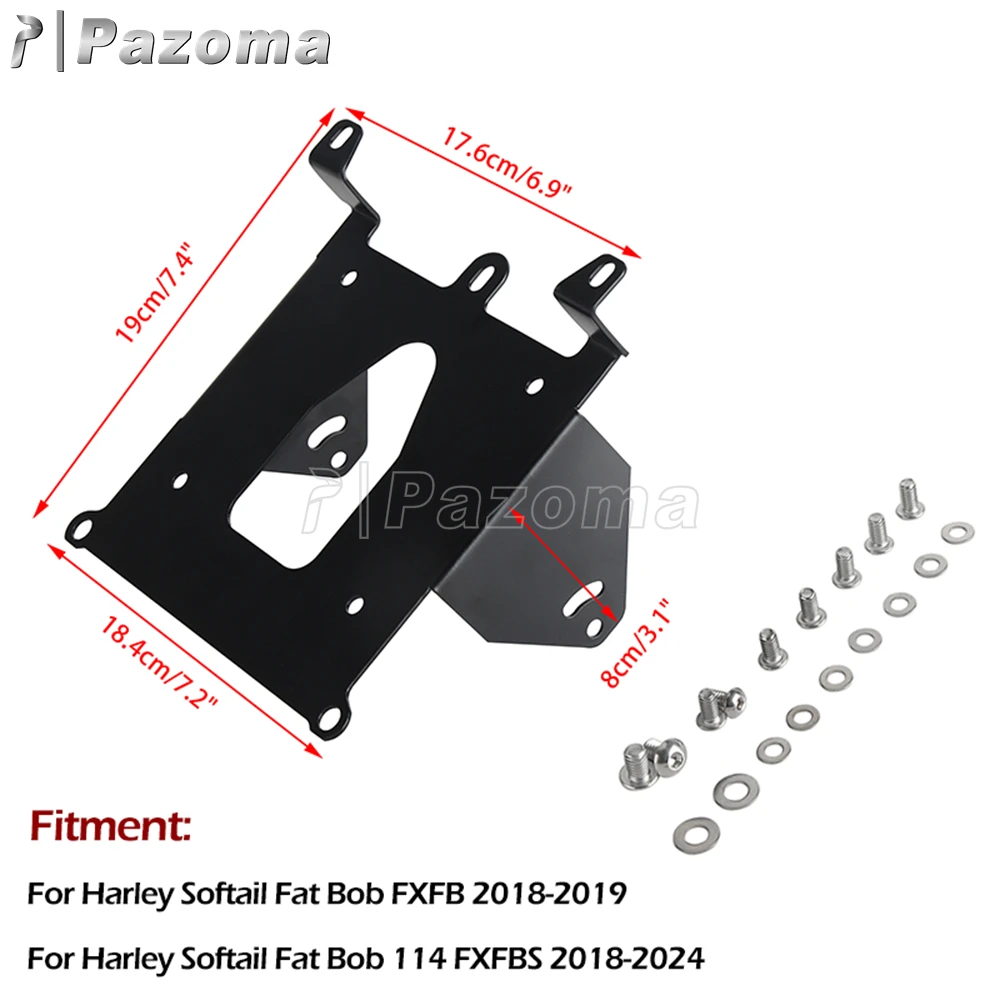 Pazoma LED Headlight Bracket Combo Kit Light Lighting Mount Holder Frame For Harley Softail Fat Bob FXFB 2018-19 114 FXFBS 18-24
