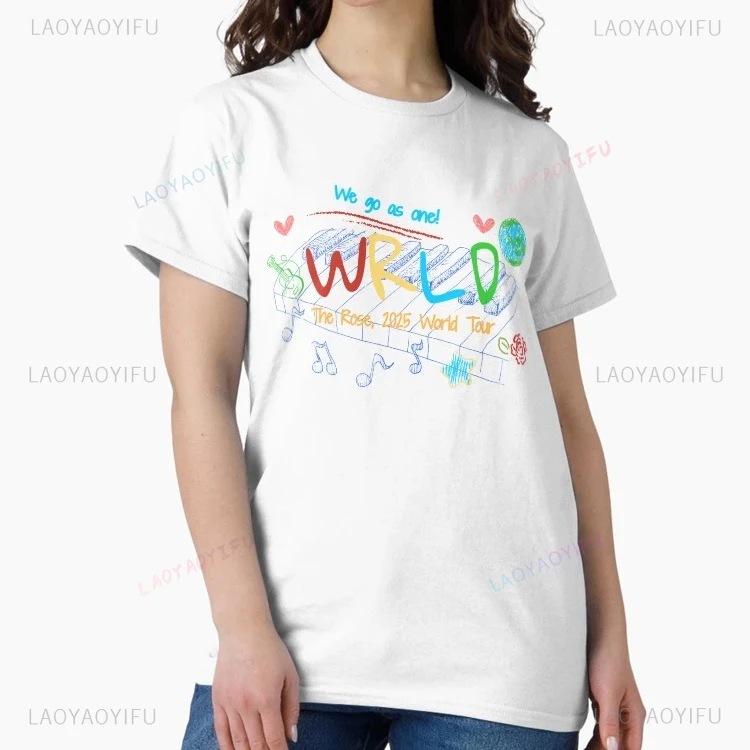 The Rose Kpop WRLD Tour 2025 Vintage Graphic Tee Official Band Merch Unisex Y2K Streetwear Concert Fan Gift T-Shirt
