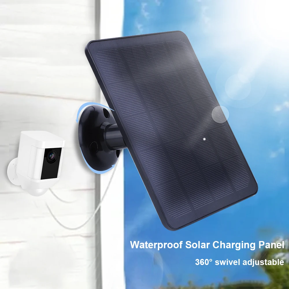 4W 5V Solar Charging Panel Waterproof Adjustable Wall Mount Bracket with 9.8FT Charging Cable for Ring Stick Up&Spotlight Cam