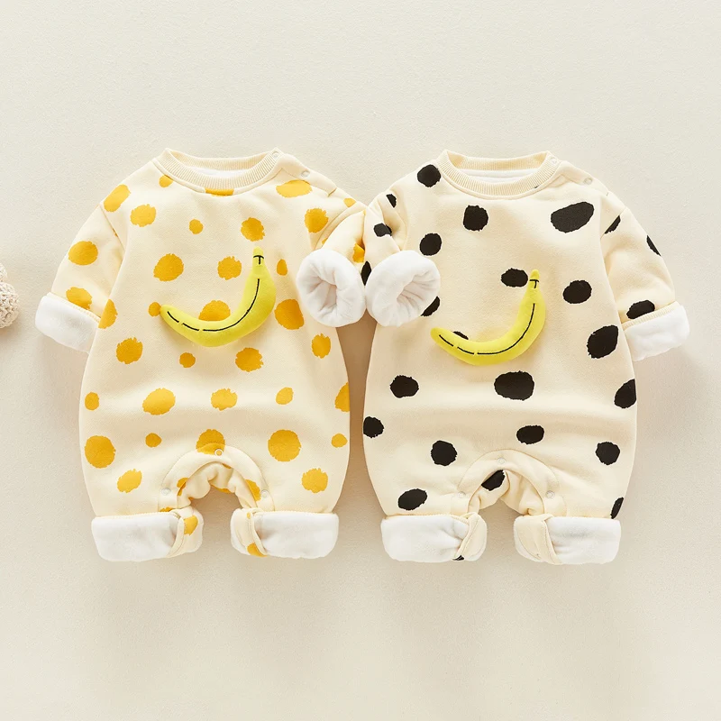 

Adorable Baby Rer Suit Autumn Winter New Sle Fce Lined Printed Long Sve Korean Version Baby Clothes Trendy Harajuk...