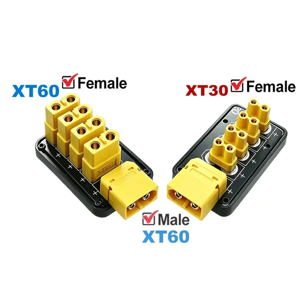 1 to 4 XT30/XT60 Connector, 4 Channel XT60 Plug Power Distribution Board for Robot RC Boat Submarine DIY Parts