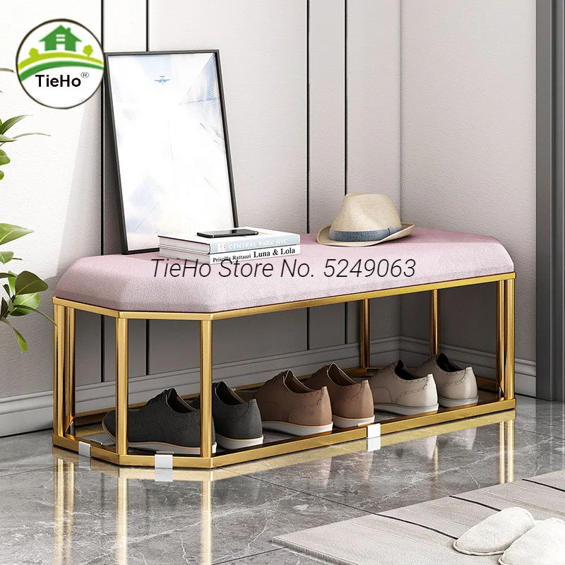 Changing Shoe Stool Household Shoe Cabinet Seat Stool Luxury Entry Door Shoe Stool Soft Bag Cushion Shoe Ottomans Porch Sitting